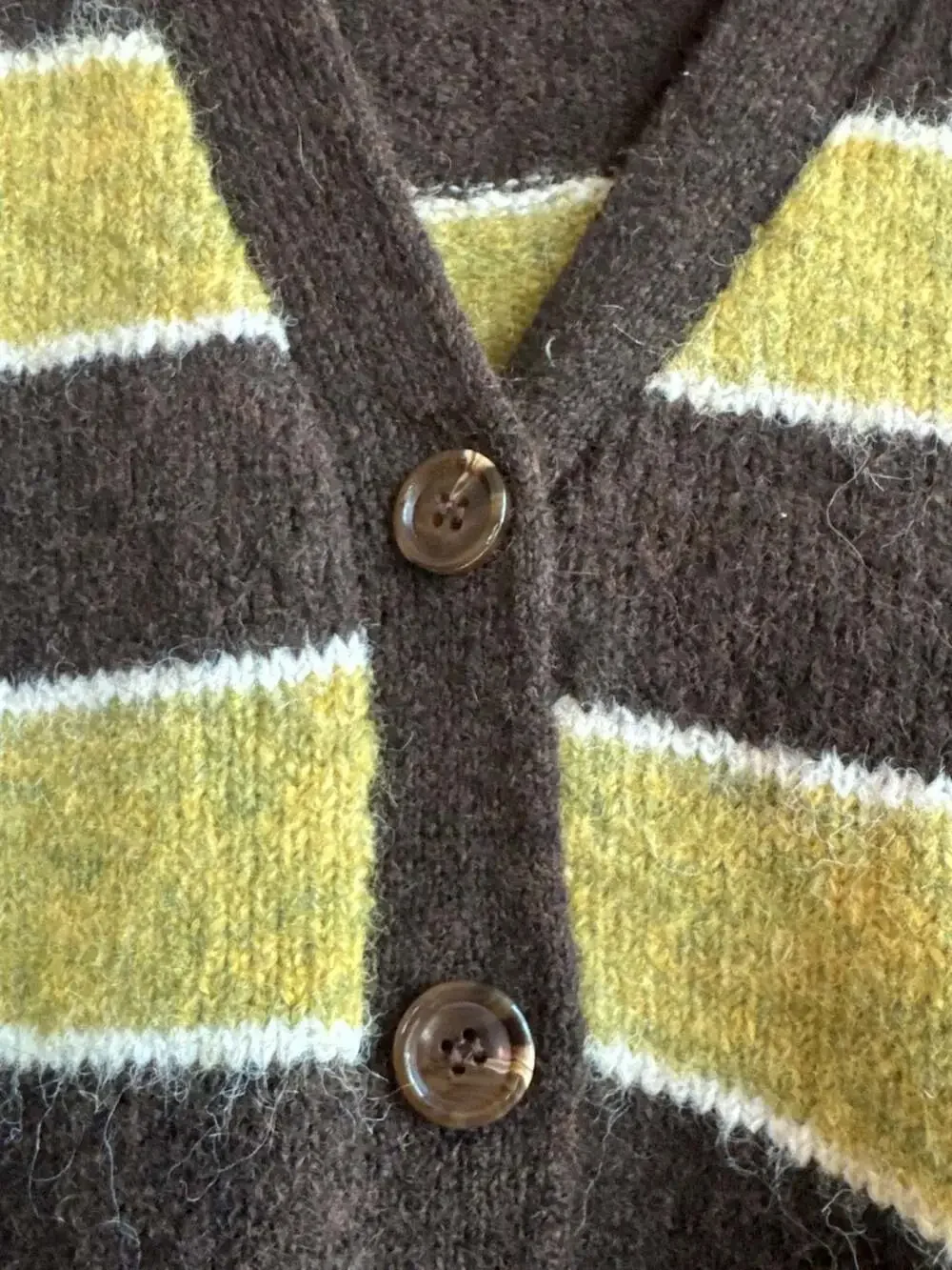 BDG Oversized Striped V-Neck Button-Front Cardigan in Brown/Green